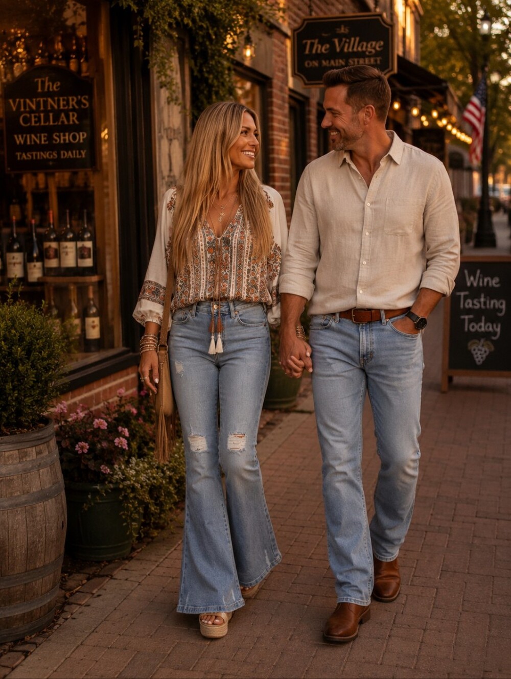 Light Wash Distressed Flare Jeans - Wide Leg Medium Blue